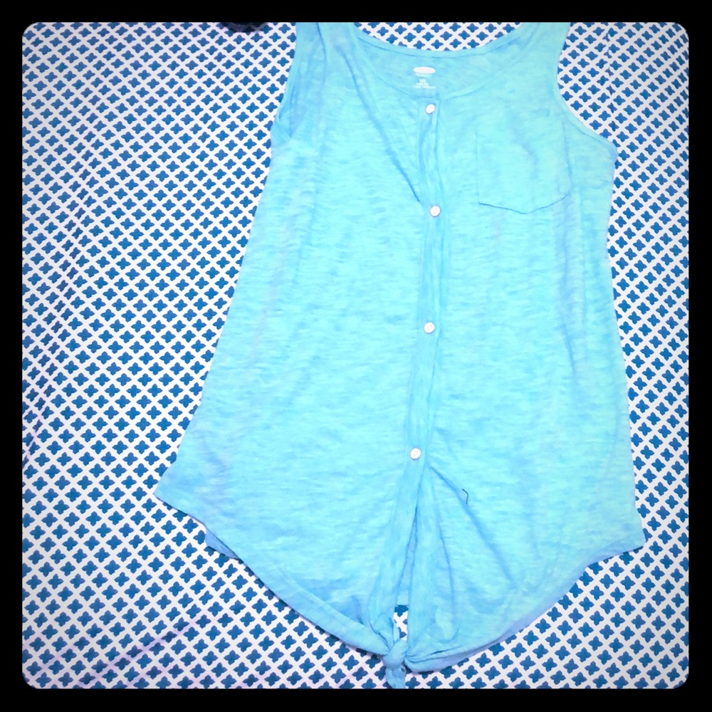 teal tank top, Old Navy, size 10-12 L/G, buttoned